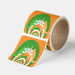 India Cricket Spirit: Abstract Design Square Sticker