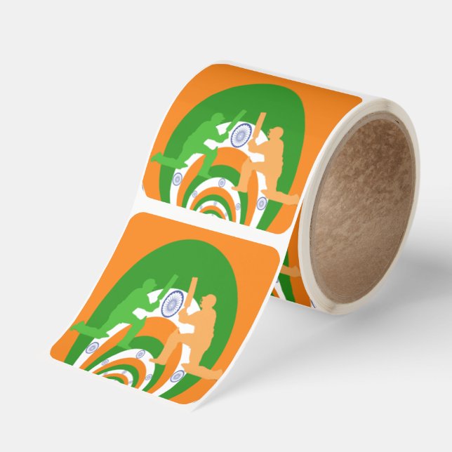 India Cricket Spirit: Abstract Design Square Sticker (Roll)