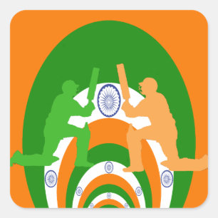 India Cricket Spirit Abstract Design Square Sticker
