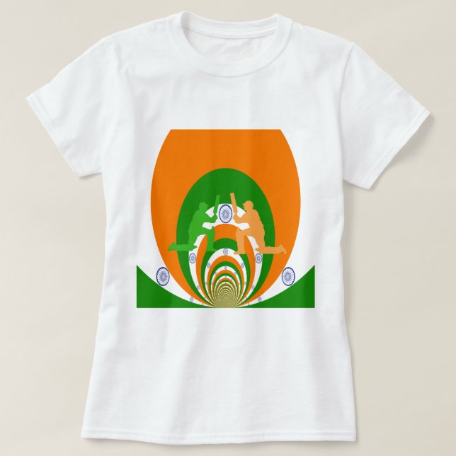 India Cricket Spirit Abstract Design T-Shirt (Design Front)