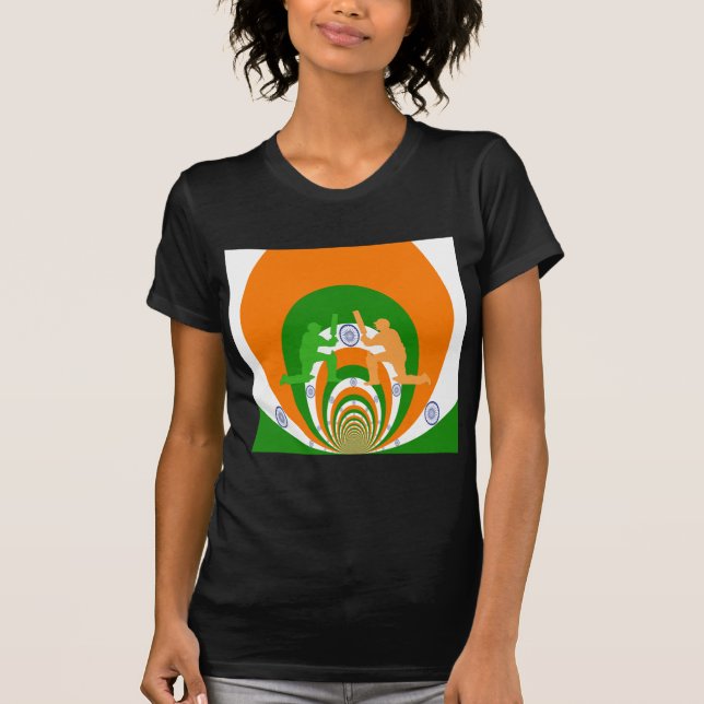 India Cricket Spirit Abstract Design T-Shirt (Front)
