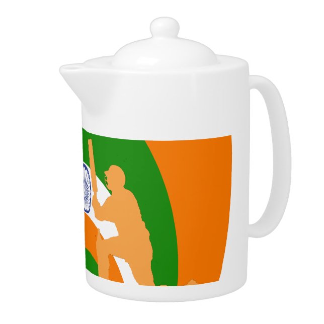 India Cricket Spirit: Abstract Design Teapot (Right)