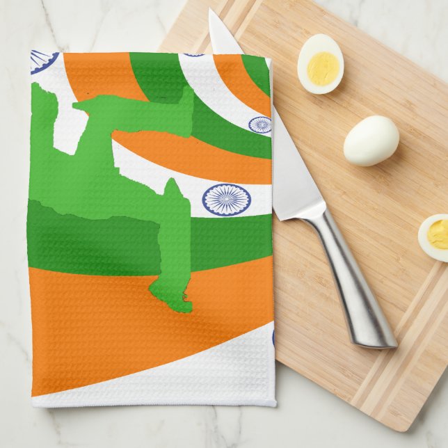 India Cricket Spirit: Abstract Design Towel (Quarter Fold)