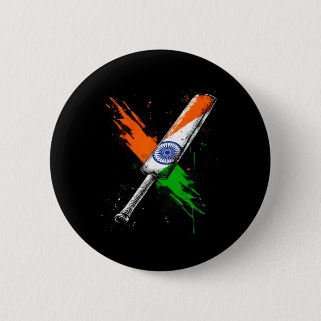 India Cricket T Cricket Warrior British Flag Crick Button (Front)