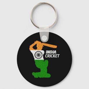 India Cricket Tsman Boundary Shot With Indian Flag Keychain