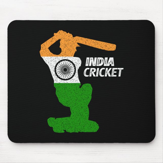 India Cricket Tsman Boundary Shot With Indian Flag Mouse Pad (Front)