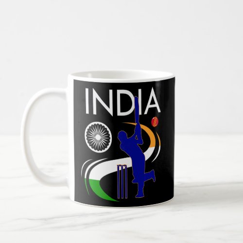 India Cricket With Indian Flag Brush Stroke  Coffee Mug