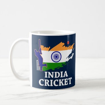India Cricket  With Indian Flag Brush Stroke Coffee Mug