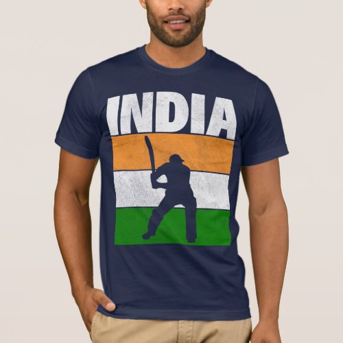 India Cricket  With Indian Flag Brush Stroke Gift T_Shirt