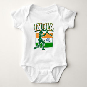 India Cricket With Indian Flag Gift Baby Bodysuit
