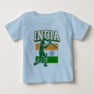 India Cricket With Indian Flag Gift Baby T-Shirt
