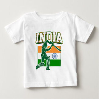 India Cricket With Indian Flag Gift Baby T-Shirt
