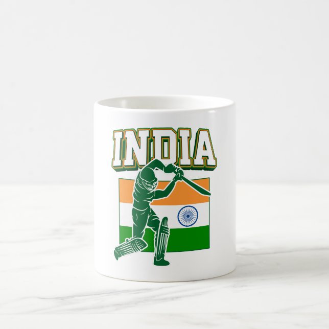 India Cricket With Indian Flag Gift Coffee Mug (Center)