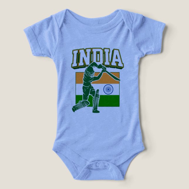India Cricket With Indian Flag Gift Infant T-shirt (Design Front)