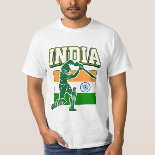 India Cricket With Indian Flag Gift T_Shirt