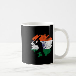 India Cricketer Vintage Indian Flag Coffee Mug