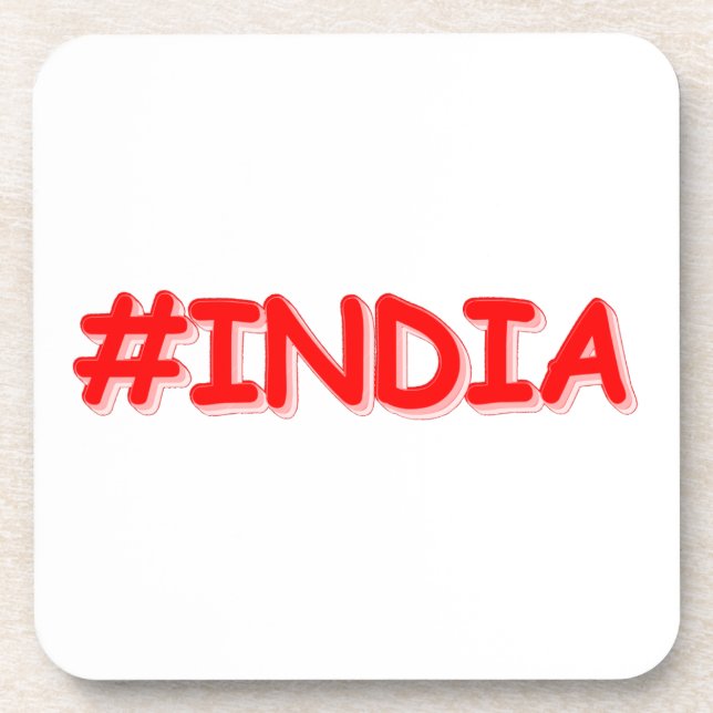 "#India" Cute Design. Buy Now Beverage Coaster (Front)
