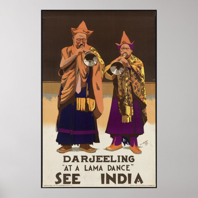 India Darjeeling Vintage Travel Poster Ad Retro (Front)