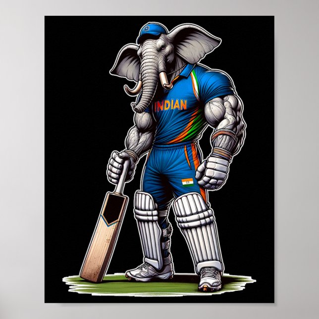 India Elephant Cricket Player Cricketer  Poster (Front)