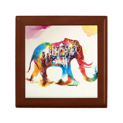 India Elephant Vintage Travel Love Watercolor Gift Box