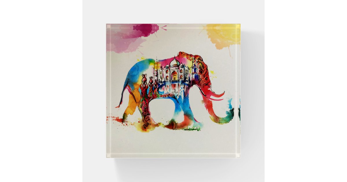India Elephant Vintage Travel Love Watercolor Paperweight Zazzle Com