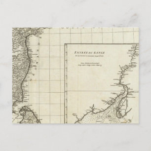 India Engraved Map Postcard