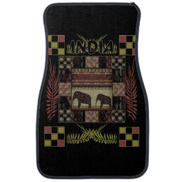 India ethnic patchwork elephants car floor mat