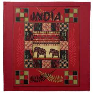 India ethnic patchwork elephants   cloth napkin