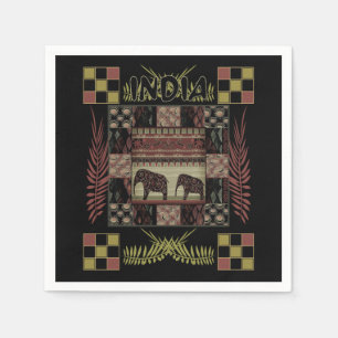 India ethnic patchwork elephants  napkins