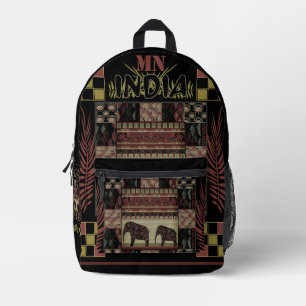 India ethnic patchwork elephants printed backpack