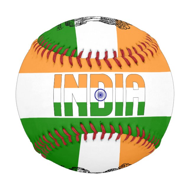 India Flag and Coat of Arms Patriotic Baseball (Front)