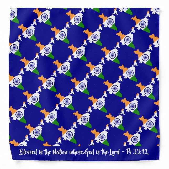 INDIA FLAG Blessed Nation Neckerchief Cravat Bandana (Front)