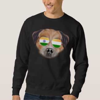 India Flag Border Terrier Dog India Pocket Sweatshirt