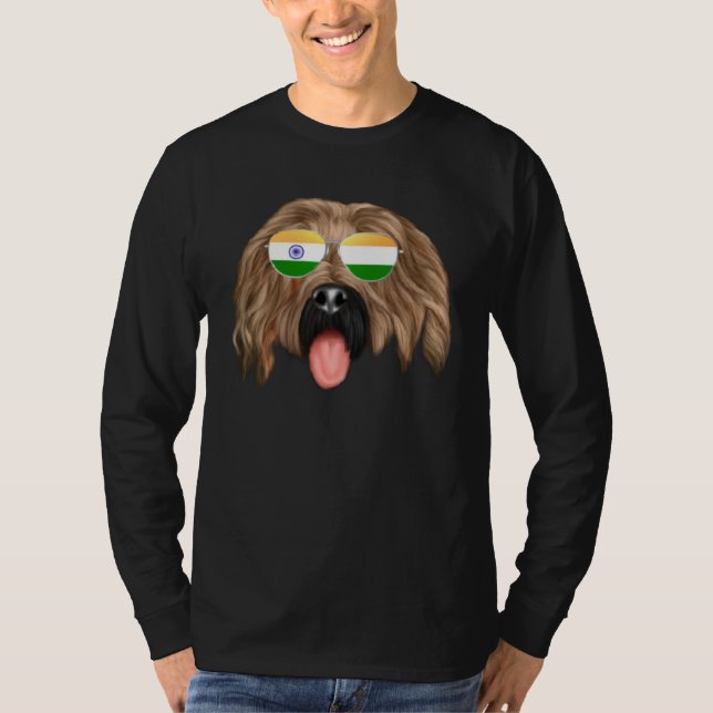 India Flag Briard Dog India Pocket T-Shirt (Front)