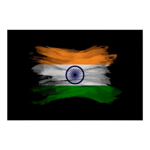 India flag brush stroke national flag poster