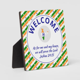 INDIA Flag Christian Welcome Plaque