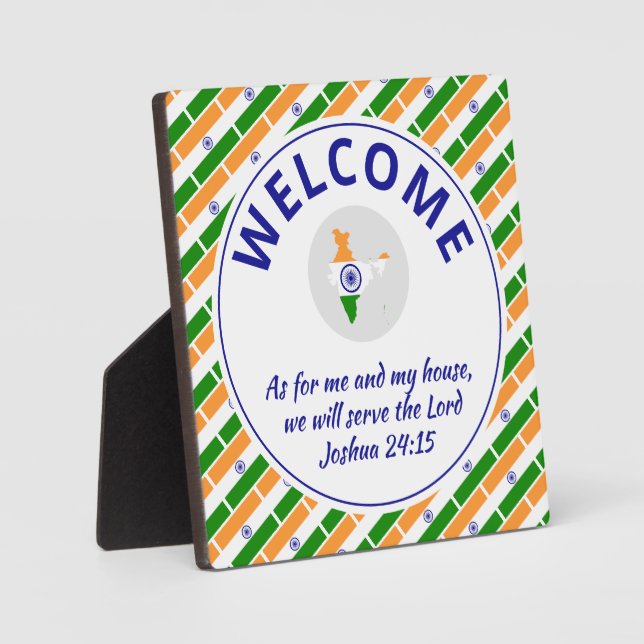 INDIA Flag Christian Welcome Plaque (Front)