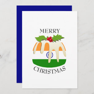 INDIA FLAG Christmas Pudding Festive Holiday Card