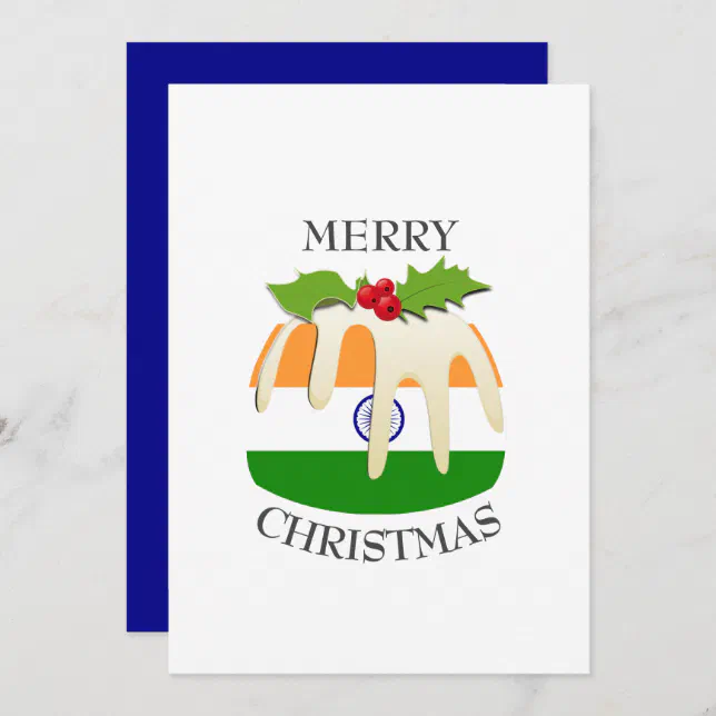 INDIA FLAG | Christmas Pudding | Festive Holiday Card | Zazzle