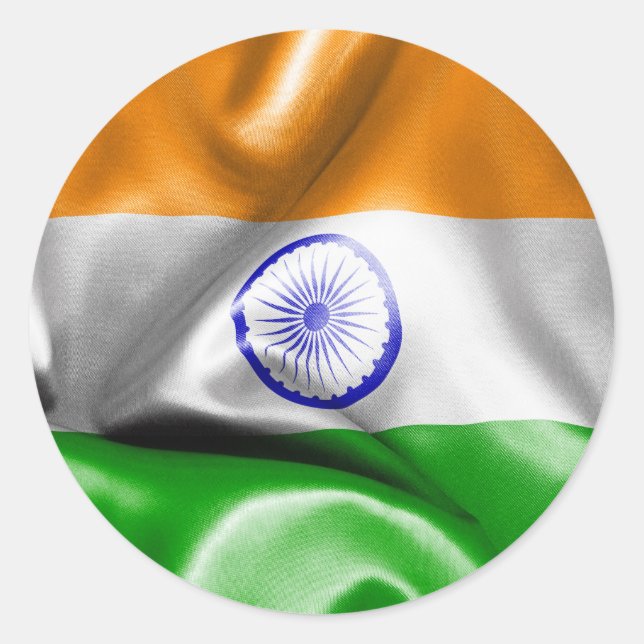 India Flag Classic Round Sticker (Front)