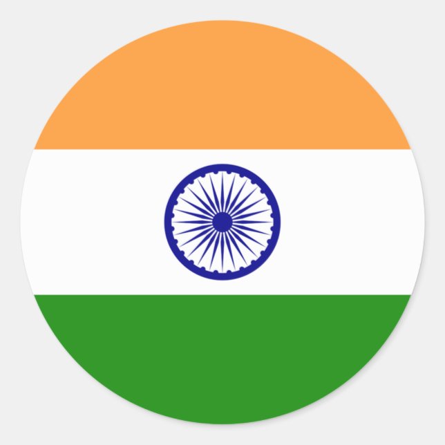 India flag  classic round sticker (Front)