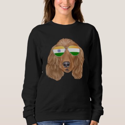 India Flag Cocker Spaniel Dog India Pocket Sweatshirt