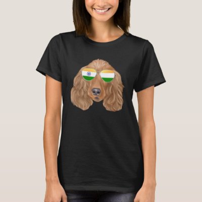 India Flag Cocker Spaniel Dog India Pocket T-Shirt