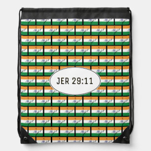 INDIA FLAG Customizable JEREMIAH 29:11 Drawstring Bag