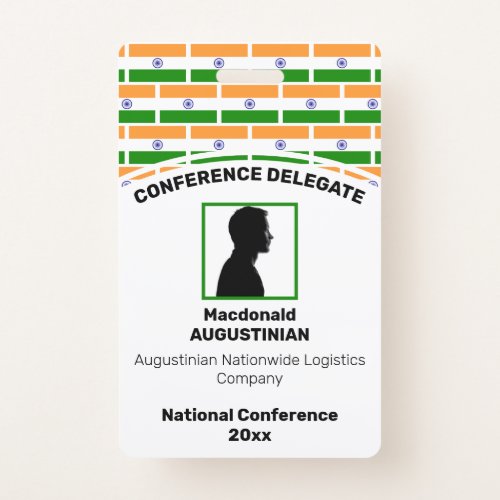INDIA FLAG Customized Logo Photo ID Name Badge