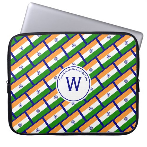 INDIA FLAG Customized Scripture Stylish BLUE Laptop Sleeve