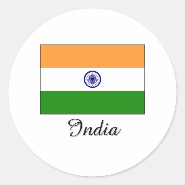 India Flag Design Classic Round Sticker (Front)