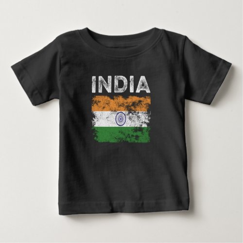 India Flag Distressed _ Indian Flag Baby T_Shirt