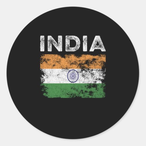 India Flag Distressed _ Indian Flag Classic Round Sticker