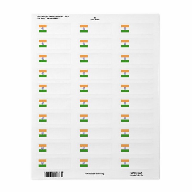 India Flag Emblem Label (Full Sheet)